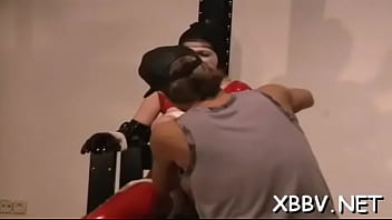 Savory minx is posing in front of the camera