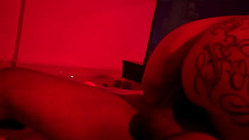 Hot tat girl gets fucked in redroom