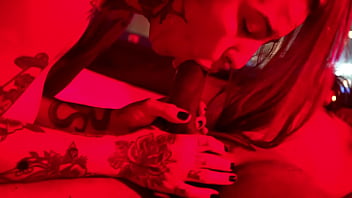 Hot tat girl gets fucked in redroom