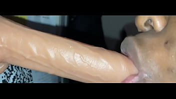 Bunny sucks big cock in her room