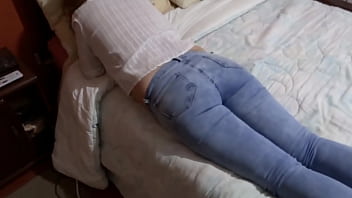 I please my stepson so he cums in my ass with my jeans on full of cum