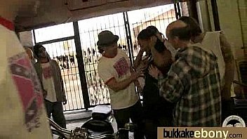 Big tit ebony does a blow bang 10