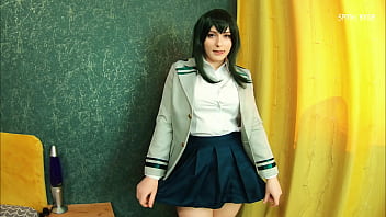 Tsuyu asui from my hero academia seduces you with her big fat booty