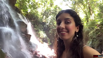 Crazy cumwalk on public waterfall