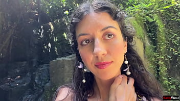 Crazy cumwalk on public waterfall