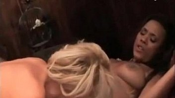 Interracial lesbians in stockings fool around