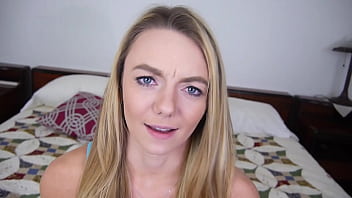 Mae cute blonde blue eyes 19 yo pov blowjob and huge cum load facial