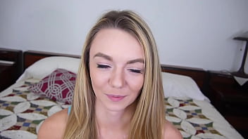 Mae cute blonde blue eyes 19 yo pov blowjob and huge cum load facial