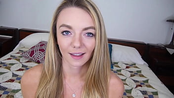 Mae cute blonde blue eyes 19 yo pov blowjob and huge cum load facial