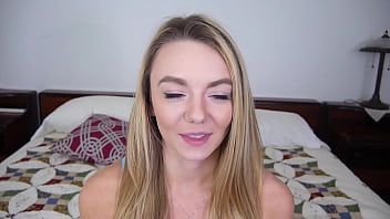 Mae cute blonde blue eyes 19 yo pov blowjob and huge cum load facial