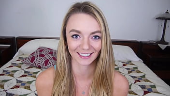 Mae cute blonde blue eyes 19 yo pov blowjob and huge cum load facial