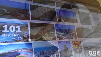 The horny slim college babe blows massive boner