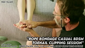 Rope bondage casual bdsm toenail clipping session