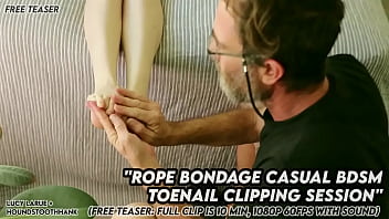 Rope bondage casual bdsm toenail clipping session