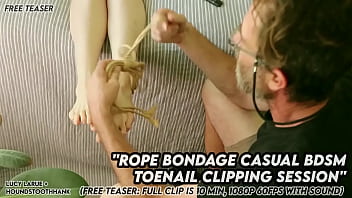 Rope bondage casual bdsm toenail clipping session