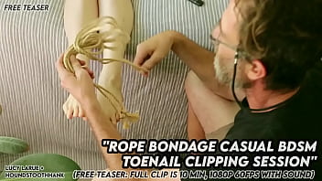 Rope bondage casual bdsm toenail clipping session