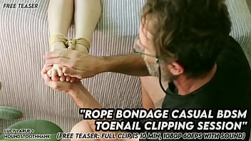 Rope bondage casual bdsm toenail clipping session