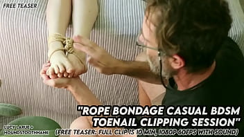 Rope bondage casual bdsm toenail clipping session