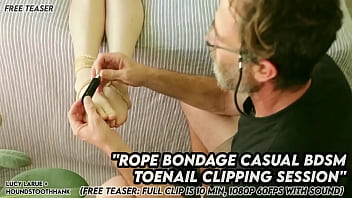 Rope bondage casual bdsm toenail clipping session