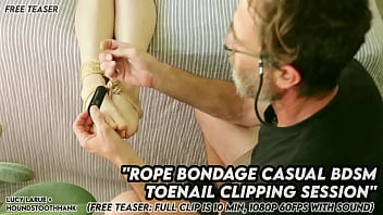 Rope bondage casual bdsm toenail clipping session