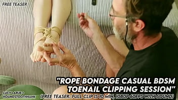 Rope bondage casual bdsm toenail clipping session Rope bondage casual bdsm toenail clipping session