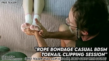 Rope bondage casual bdsm toenail clipping session