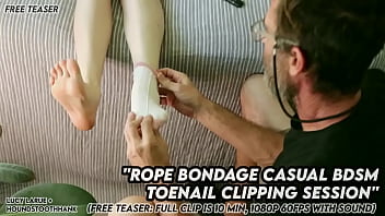 Rope bondage casual bdsm toenail clipping session Rope bondage casual bdsm toenail clipping session