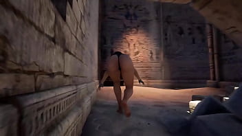 An awakened statue in a tomb destroys lara croft's ass and pussy 3d animated