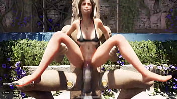 An awakened statue in a tomb destroys lara croft's ass and pussy 3d animated