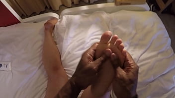 Olga cabaeva massaged after a hard days shooting