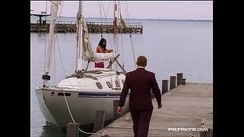 90's babe gily sky fucks on a boat and works her pussy