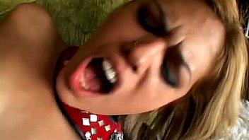 Fishnets blonde babe sucking fucking anal big dick