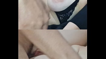 Buceta apertada do clitóris grande e os seios grandes naturais pulando enquanto meto e forte sexo missionário