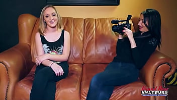 Brunette olyssia and blonde ryann suck their pussies and share a big cock