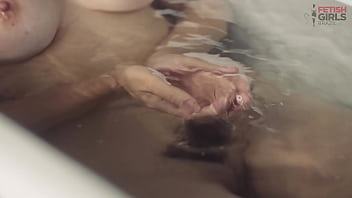 Lady snow in solo masturbation scene with golden shower at the end