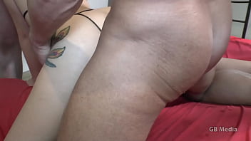 Cum flooded pussy in creampie gangbang