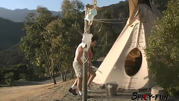 Blonde slut gets her ass fucked by the camping site