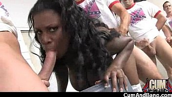 Ebony hottie gangbang and facefuck 17