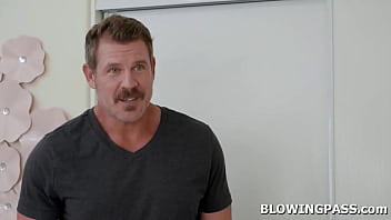 Stepdaughter gypsy rose hangs out with her old man grabs her big tits and licks her hairy petite blonde deepthroat his big cock