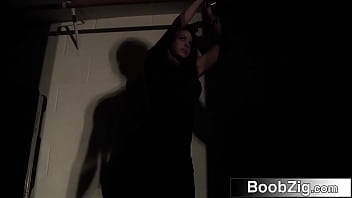 Busty beautiful hottie gets shackled up and dominated