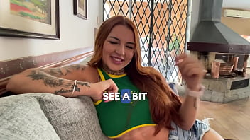 Busty redhead teen’s sloppy pov throat game