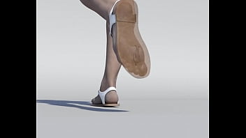 Giant lady stomping man inside flipflaps