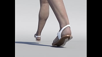 Giant lady stomping man inside flipflaps