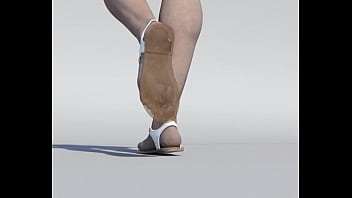 Giant lady stomping man inside flipflaps