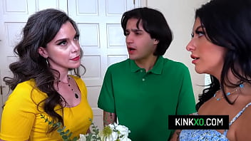 Lucky stepson fucks his hot milf stepmom and their waitress