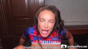 Brunette wit big boobs likes it rough in the ass