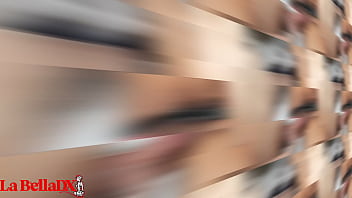 Lesbian strap on play with 12" cock