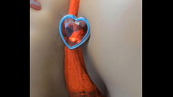 Hot brunette extreme teasing titsfuck and buut plug anal