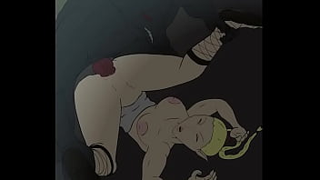 Elf confronts a beast in the woods