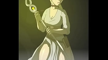 Elf confronts a beast in the woods